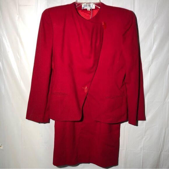 Red Wool Suit Set Size 8 - Picture 1 of 9